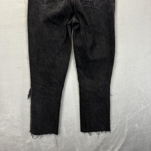 Abercrombie & Fitch 90s Straight High Rise Distressed Jeans Womens 26 2 R Black - Picture 14 of 16